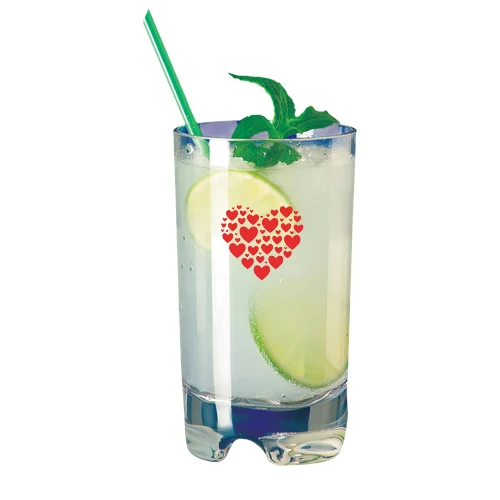 Plastikowa szklanka koktajlowa 0,3l SAN - szkłopodobna PS z limomkami , z logo serca .webp