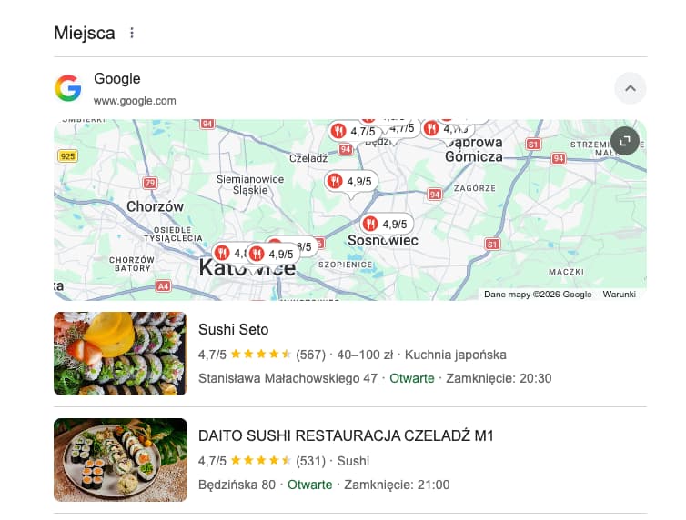 restauracja sushi w aplikacjach do zamawiania jedzenia