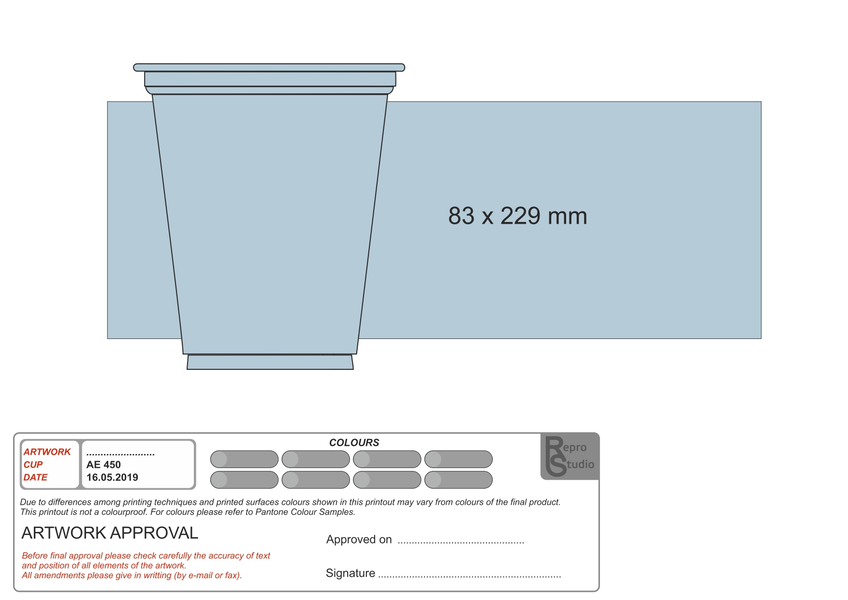 Schemat nadruku kubka PET 300ml - 360 stopni do okoła