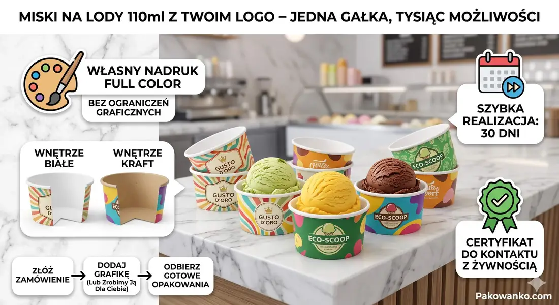 Miska papierowa na lody 110ml z nadrukiem