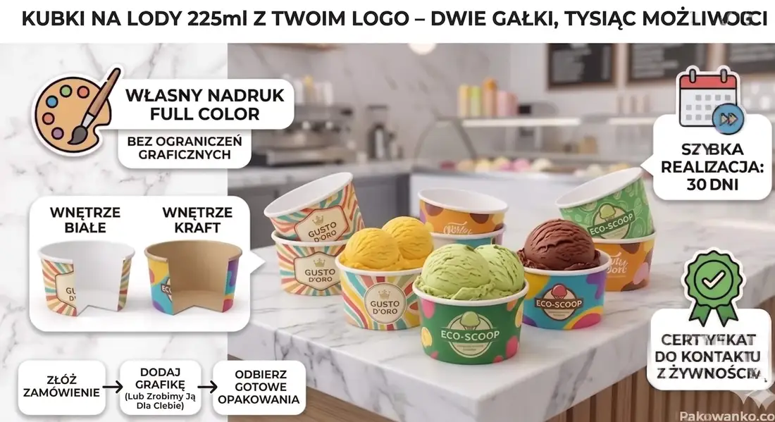 Miska papierowa na lody 225ml z nadrukiem