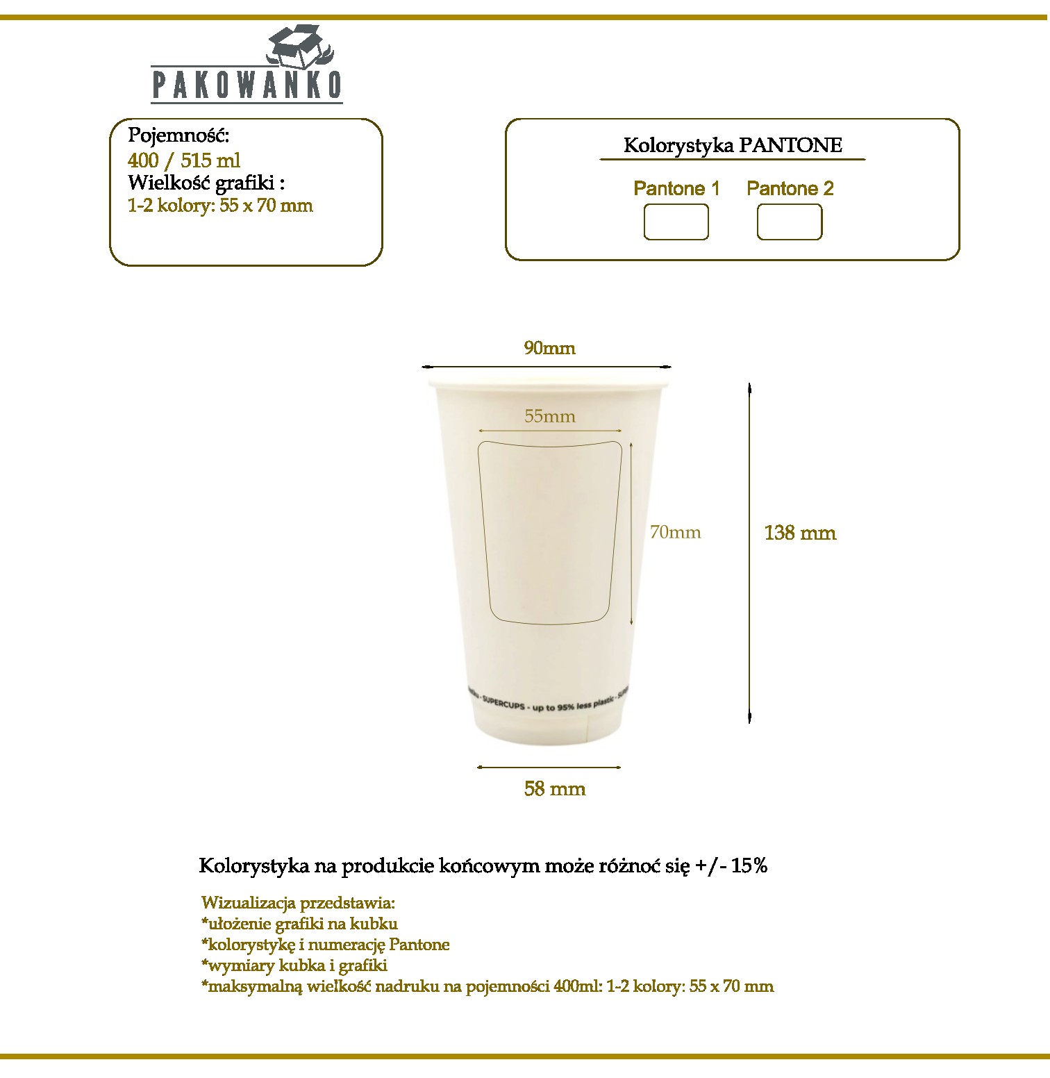 Szablon nadruku na kubku 400ml